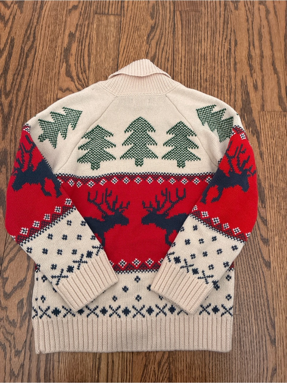 Hatley Red & Cream Moose Fair Isle Shawl-Collar Cardigan - Picture 5 of 5